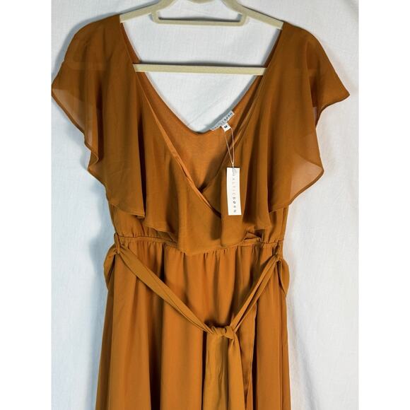 Baltic Born NWT Women's Size M Amber Brown Katya Ruffle Maxi Dress Short Sleeve - Picture 3 of 10